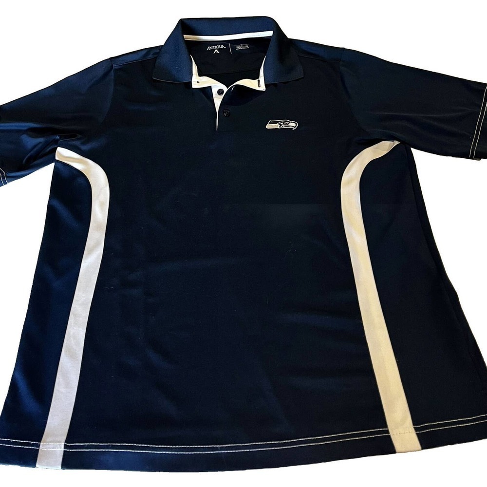 Seattle Seahawks Polo Shirt Mens Large Eagle Logo Football NFL Antigua Mens